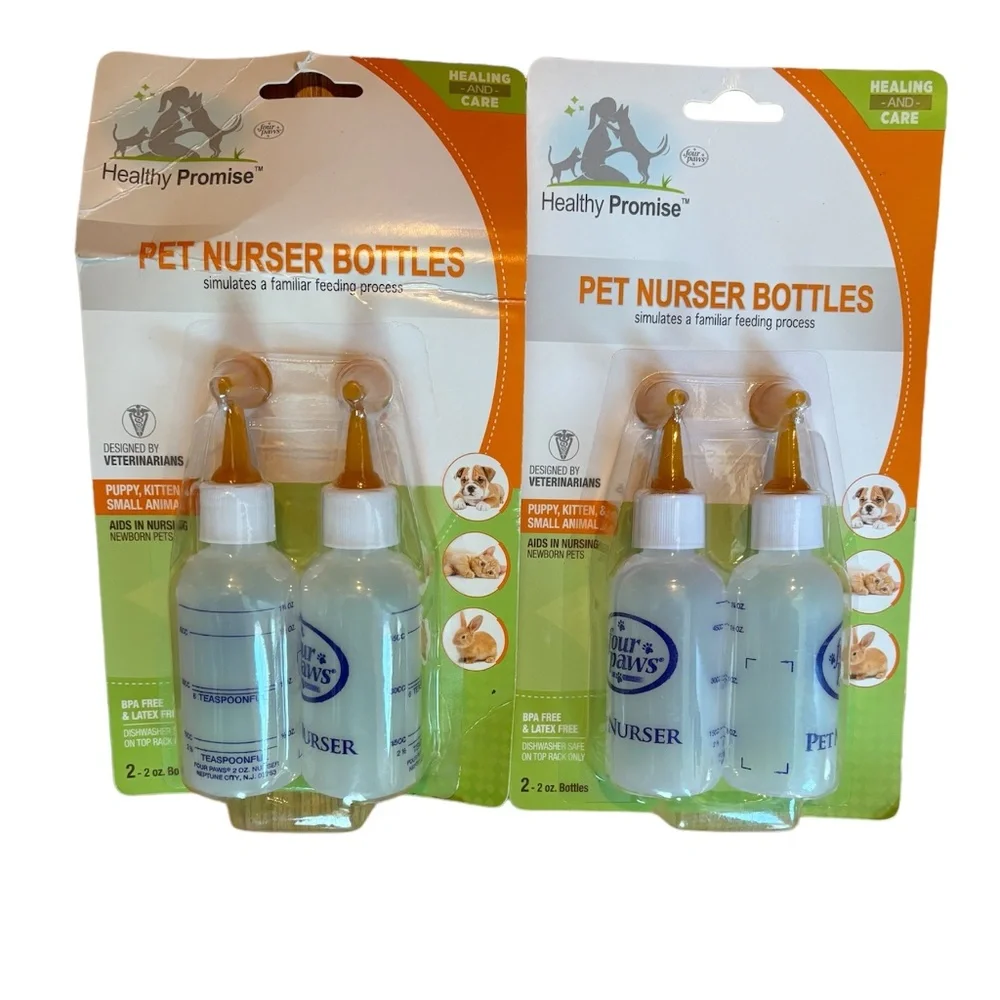 4 Bottles Four paws pet nursers bottle dogs cats small animal goats farm nursing